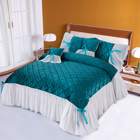5 Piece Heavy Quilted Fancy Bedset